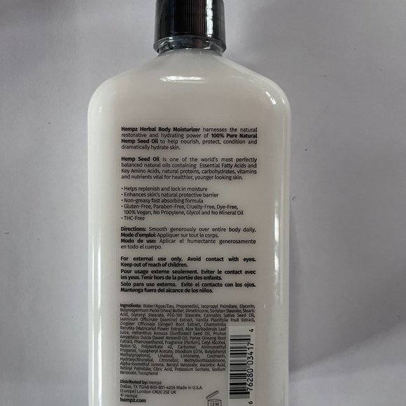NEW Hempz Star Jasmine & Vanilla Herbal Body Moisturizing Lotion 17oz Pump limit - Picture 3 of 3